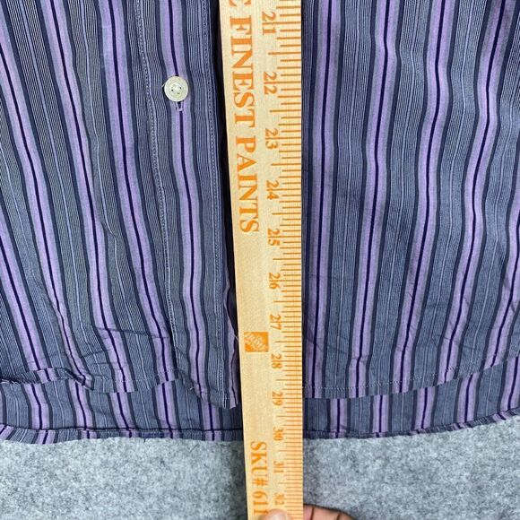 Robert Graham Shirt Mens Large Gray Purple Striped Long Sleeve Flip Cuff - Picture 9 of 10